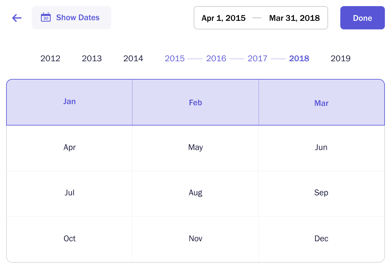 DatePicker alternate months view